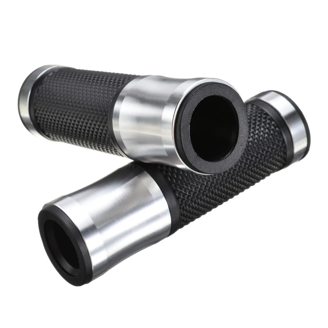 Hot 1 Pair Motorcycle 7/8" Left & Right Hand Grips CNC Aluminum Rubber Gel Hand Grip For 7/8 inch Standard Handlebar