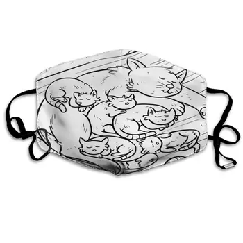 

Cat with Kittens Dust Face Mask for Dust Mouth Mask Anti-Dust Mask Adjustable Earloop Face Mask Washable Reusable