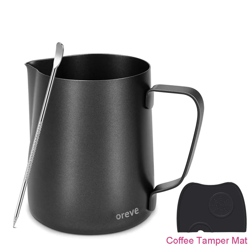 

Teflon Milk Frothing Pitcher Espresso Coffee Silicone Tamper Mat Barista Craft Latte Cappuccino Cream Frothing Jug with Pen