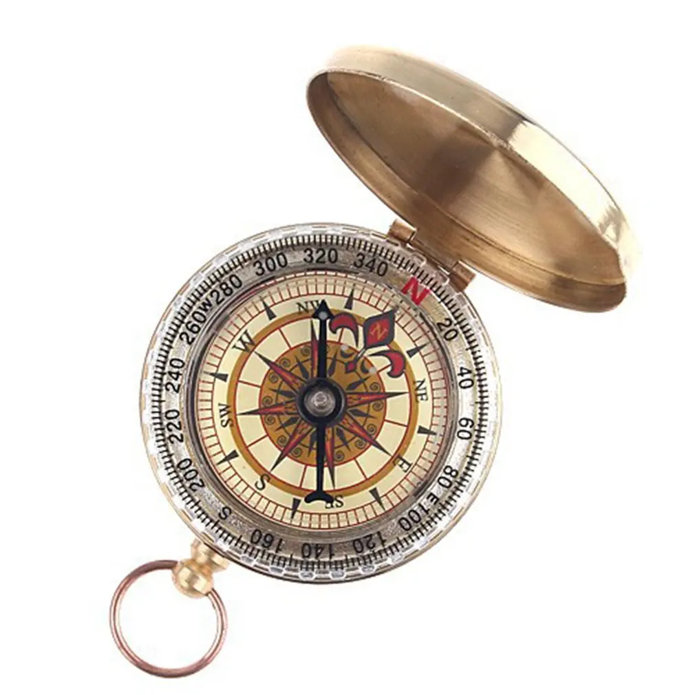 High Quality Copper Case Compass Dial Luminous North Hand Metal Flip Hanging For Camping Climbing | Спорт и развлечения