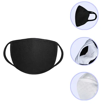 

Cotton Black Mask Mouth Face Mask Anti Dust PM2.5 Mouth Mask Activated Carbon Filter Mask Fabric Masks washable Reusable