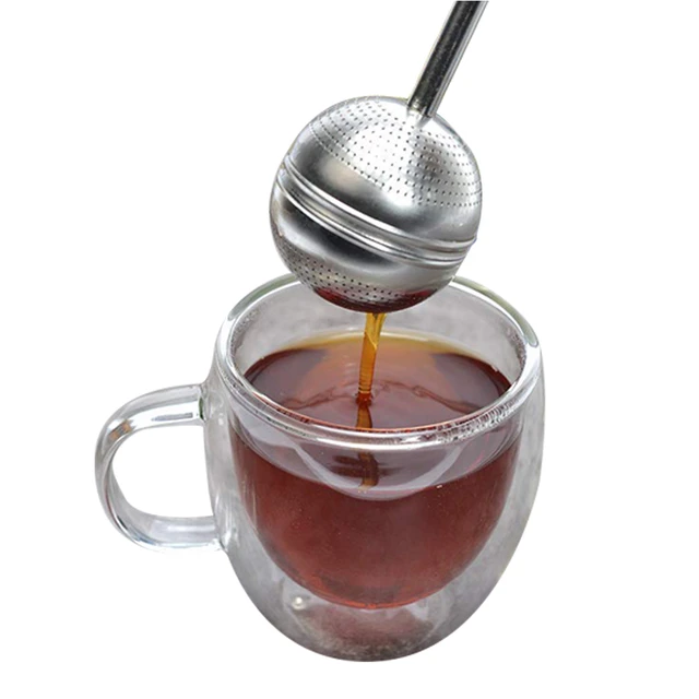 Portable Push Handle Tea Infuser Stainless Steel Tea Ball Micro Hole Press  Tea Strainer Loose Leaf