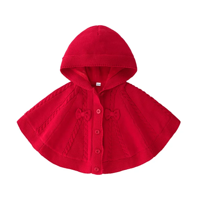 NEW winter fashion kids baby girl clothes cape pattern black red cotton hooded plaid style Coat jackets baby girls cape cloaks RED 1