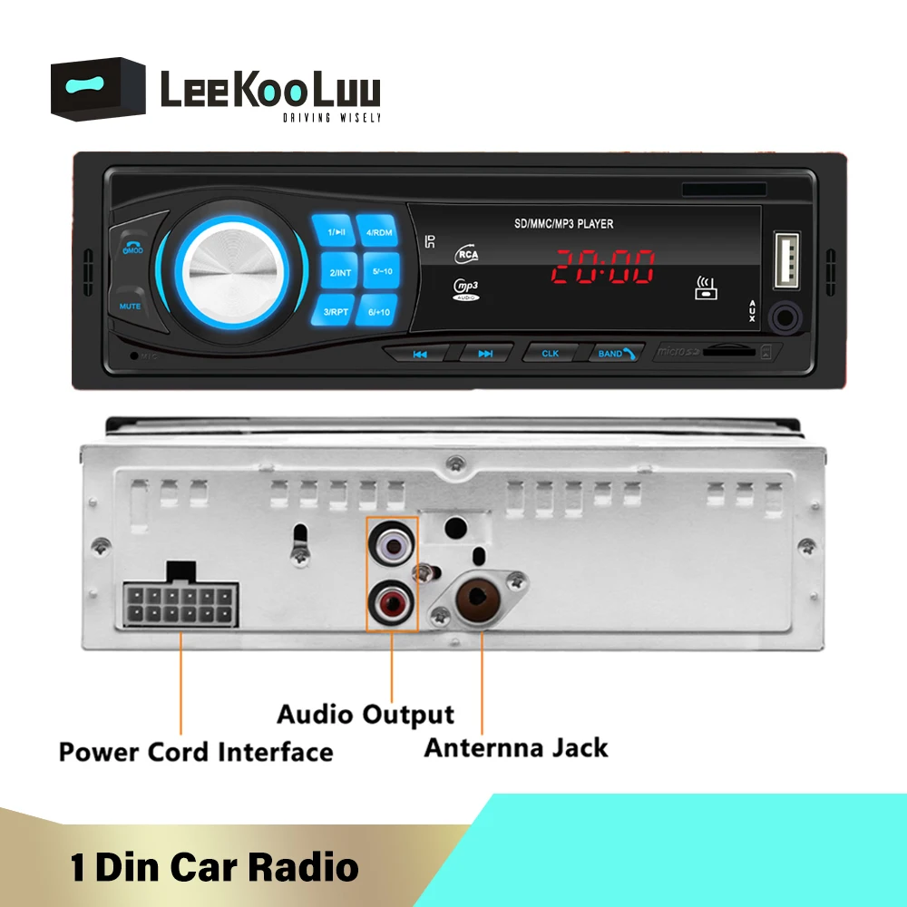 LeeKooLuu 1 Din Авто Радио стерео проигрыватель Bluetooth телефона AUX-IN MP3 FM радио/USB/Аудио/1Din/пульт дистанционного управления 12V автомобильный радиоприемник
