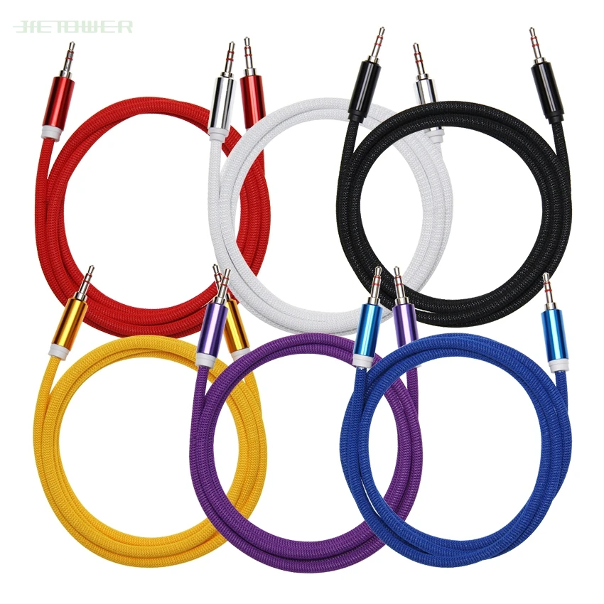 3 5mm Audio Cable Cloth Fabric Braid 3 5 Jack To Jack Aux Cord 1 5m Headphone Speaker AUX Cable for Iphone Car MP3 100pcs lot