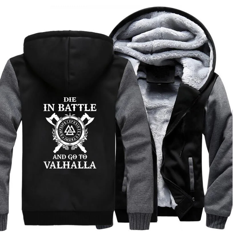 Odin Vikings Hoodie Men Die In Battle And Go To Valhalla Hooded Sweatshirt Coat 2020 Winter Warm Fleece Black Grey Jacket Men's Odin Vikings Hoodie Men Die In Battle And Go To Valhalla Hooded Sweatshirt Coat 2020 Winter Warm Fleece Black Grey Jacket Men's