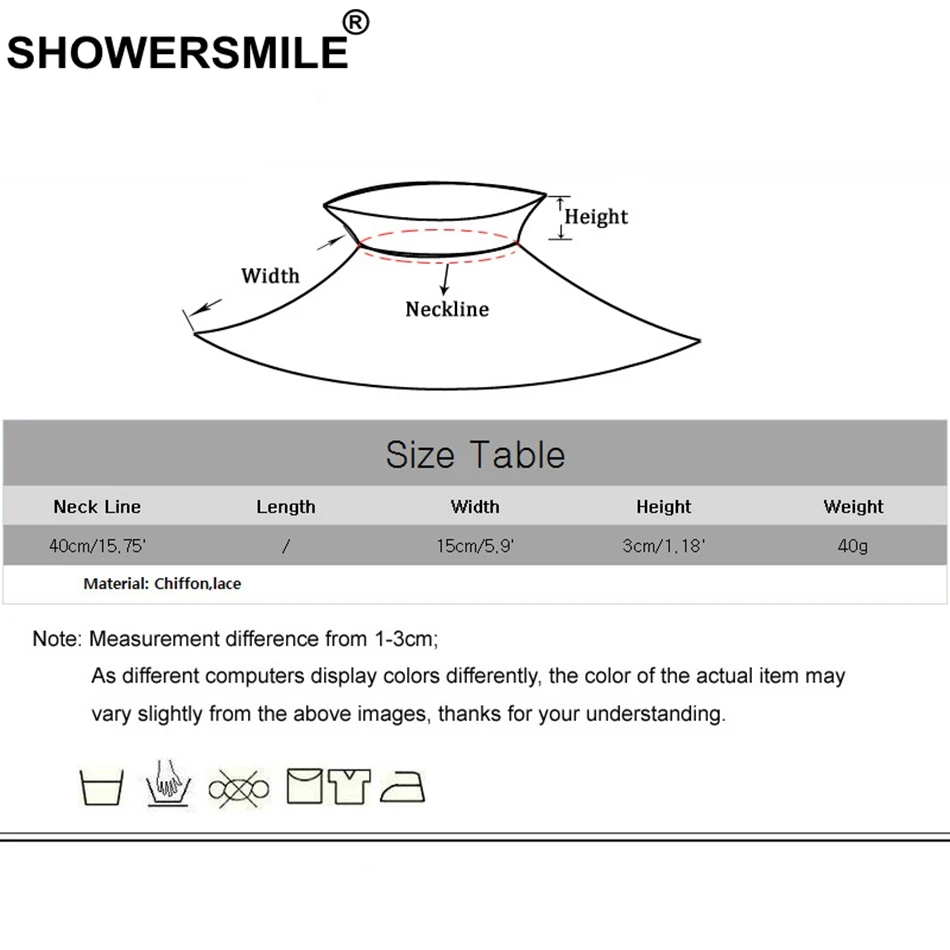 SHOWERSMILE съемные воротники женские черные кружевные женский съемный Элегантный