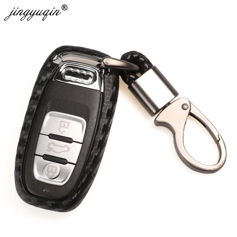Jingyuqin-di-Protezione-Chiave-Dell-automobile-del-Carbonio-Della-Copertura-Del-Silicone-per-Audi-A4-A4L.jpg Keyforkess di Protezione Chiave Dell'automobile del Carbonio Della Copertura Del Silicone per Audi A4 A4L A5 A6 A6L Q5 S5 S7 Proteggere Shell Auto styling Caso In Fibra di - Jingyuqin di Protezione Chiave Dell automobile del Carbonio Della Copertura Del Silicone per Audi A4 A4L