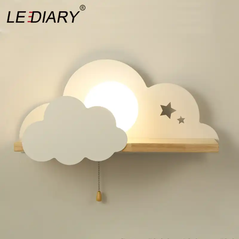 Lediary Nordic Macaron Wolke Wand Lampe Kinder Junge Madchen Schlafzimmer Nacht Lampe Kreative Holz Seil Schalter Regal Lesen Wandleuchte Aliexpress
