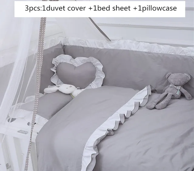 white and grey cot bedding sets