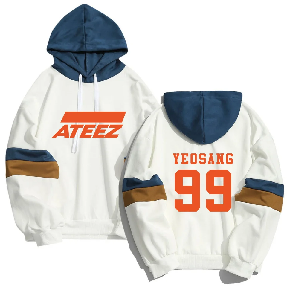 Cool ATEEZ Design Men Women Hoodies Hoody Casual Sweatshirt Love Kpop Streetwear Patchwork Pullovers Hip Hop Unisex Clothing