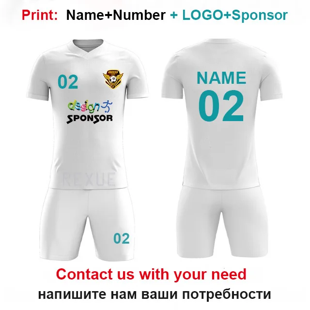 Футболки для взрослых, мужские футболки с коротким рукавом и шорты для футбола, мужская футбольная форма, Футбольная команда, Джерси, принт с именем, номером, логотипом - Цвет: Print more