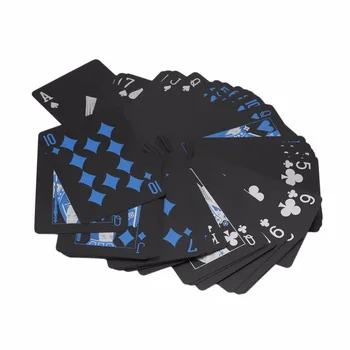 

Quality Plastic PVC Poker Waterproof Black Playing Cards Creative Gift Durable Poker Magic Tricks Tool Pure Color Black Box-pack