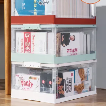 

Labor-saving roller foldable book storage box large space household plastic transparent storage box strong load-bearing student