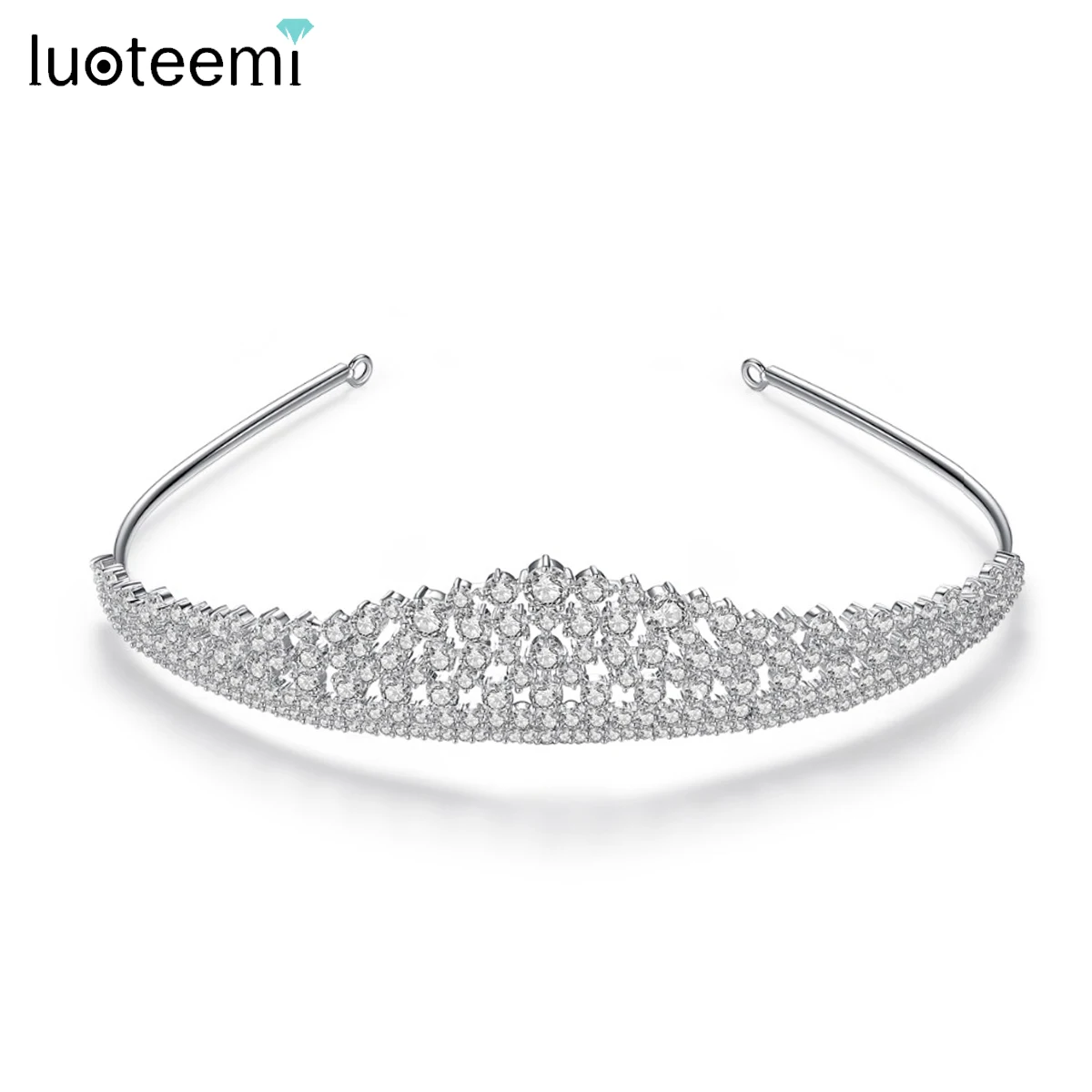 

LUOTEEMI New Classical Round Shape Princess Crown Cubic Zirconia Tiara Women Bridal Wedding Accessories Friend Christmas Gifts