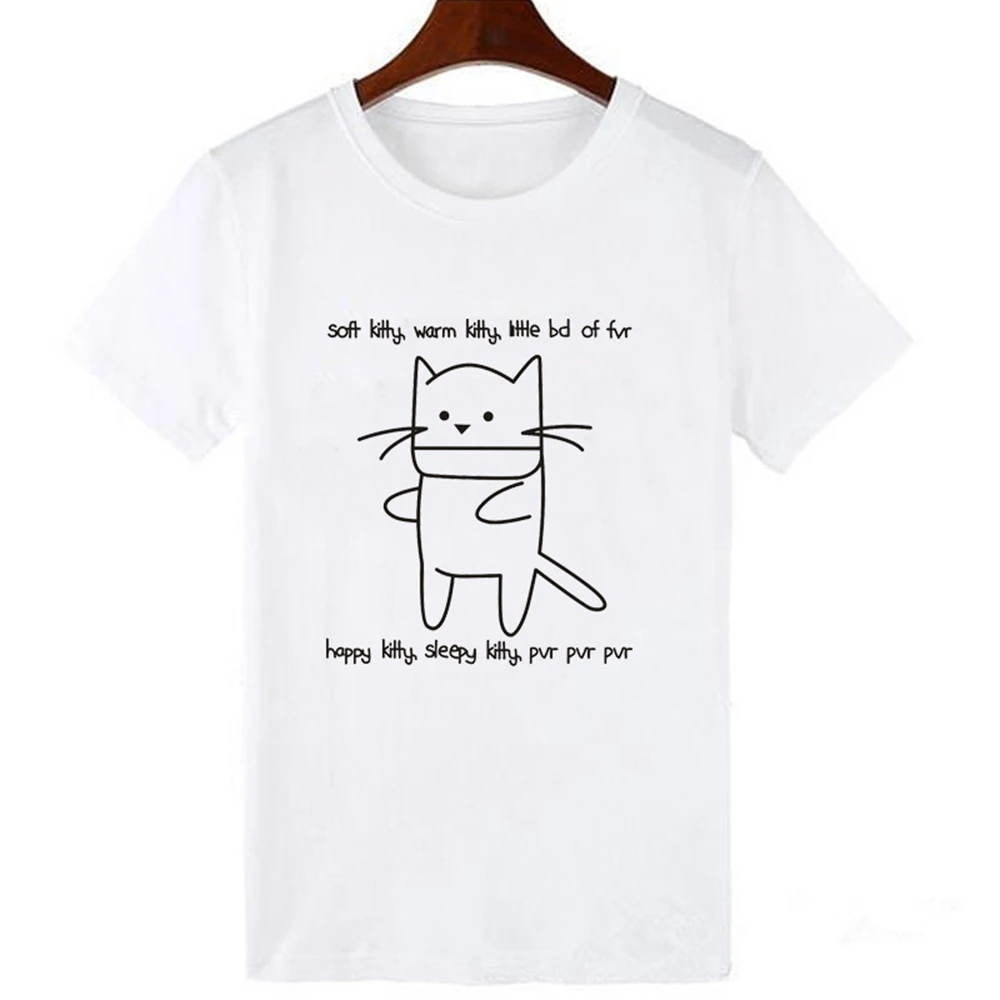 Приталенная футболка для женщин Blusas Милый рисунок с кошкой Тонкая коротким