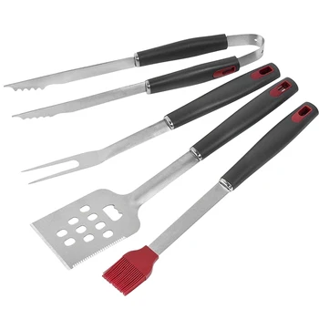 

4pcs Reusable BBQ Tool Set Accessories Stainless Steel Cooking Grilling Utensil Outdoor Restaurant Spatula Fork Clip Brush Party