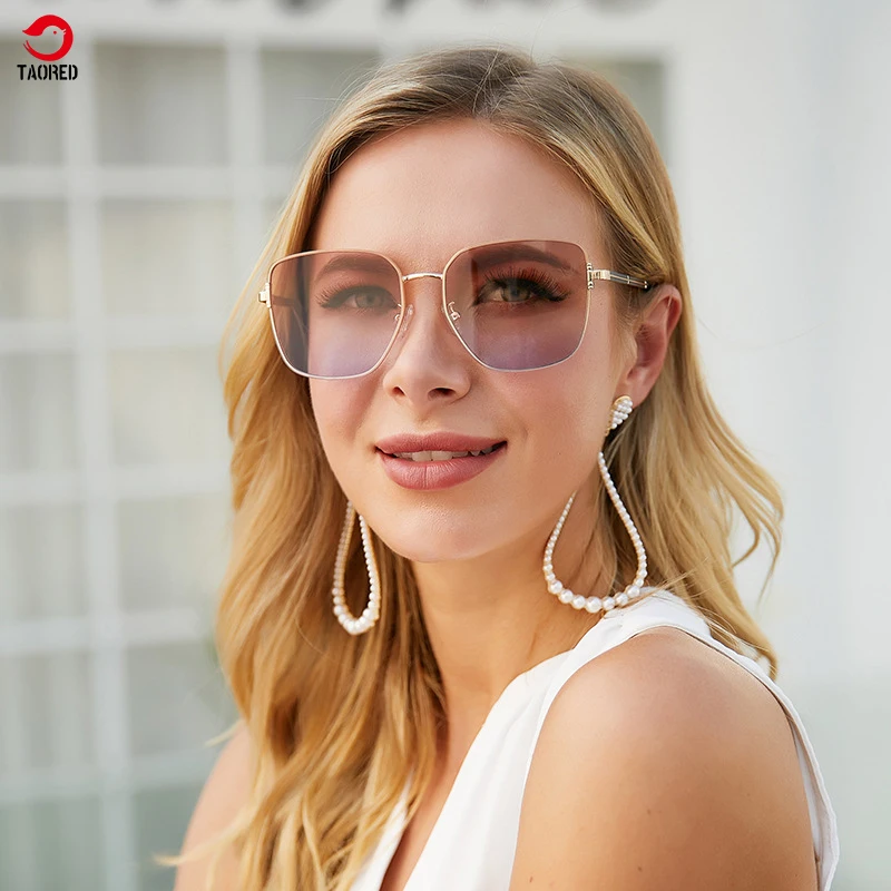 

New luxury brand Italy design woman and man trendy fashion sunglasses 2021 oval metal classic outdoor retro party glasses TAORED