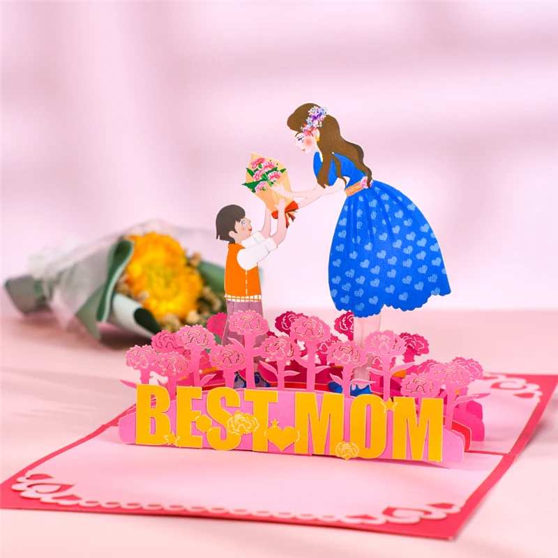 3D Pop Up Mothers Day Cards Gifts Floral Bouquet Greeting Cards Flowers for Mom Wife Birthday Sympathy Get Well images - 6