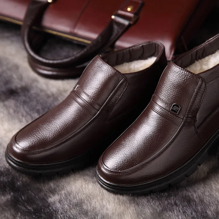 

2019 Winter New Style MEN'S Leather Shoes Casual Shoes Genuine Leather Brand MEN'S SHOES Velvet Shoes Cotton-padded Shoes