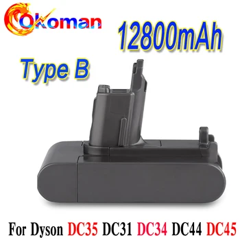

22.2V 12800mAh ( Only Fit Type B ) Li-ion Vacuum Battery for Dyson DC35, DC45 DC31, DC34, DC44, DC31 Animal, DC35 Animal & 4.8Ah