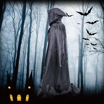 

Halloween Cloak Costume Adult Death Cosplay Costumes Black Black Hooded Cloak Scary Witch Devil Role Play Cosplay Long Black New
