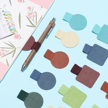 

Adjustable Useful Self-adhesive Leather Pen Clip Pencil Elastic Loop for Notebooks Journals Clipboards Pen Holder School Supplie