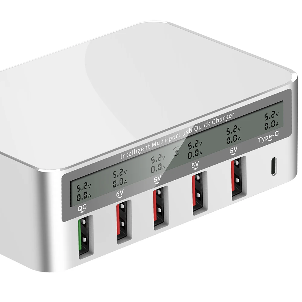 818 Intelligent Multi-port USB Fast Charger Adaptive LCD Display Quick Charge QC 3.0 Type-C Port | Компьютеры и офис