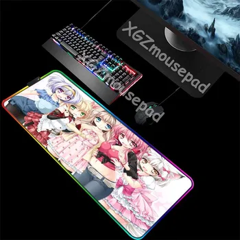 

XGZ Pure Naughty Girl Custom Large RGB Gaming Mouse Pad Black Lock Edge Anime Office Computer Desk Mat Natural Rubber Non-slip