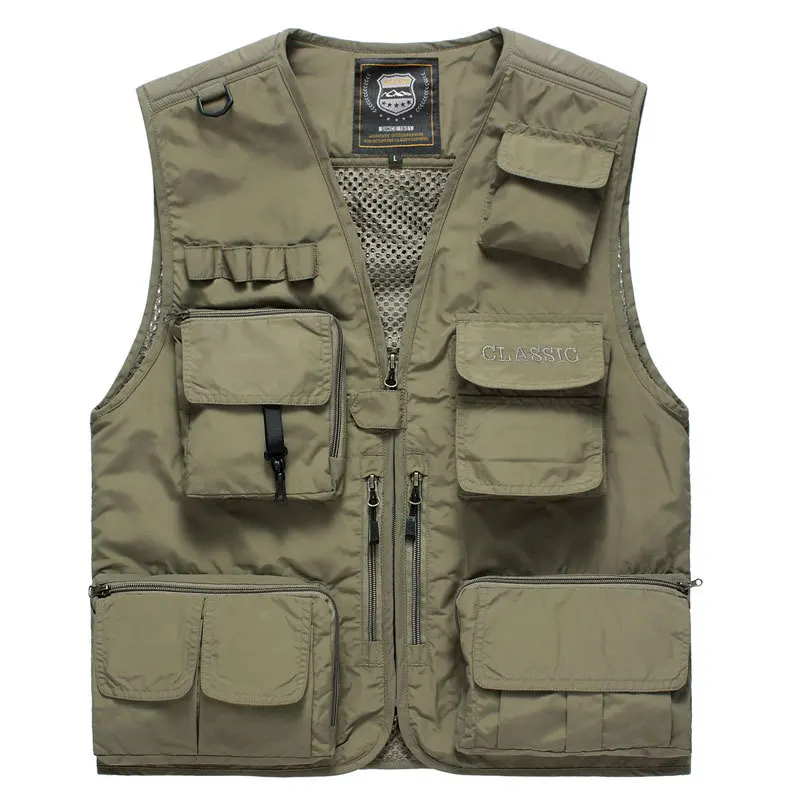 Мужской жилет с несколькими карманами для рыбалки, фотографии, рекламные мужские майки больших размеров, Настраиваемые 7898