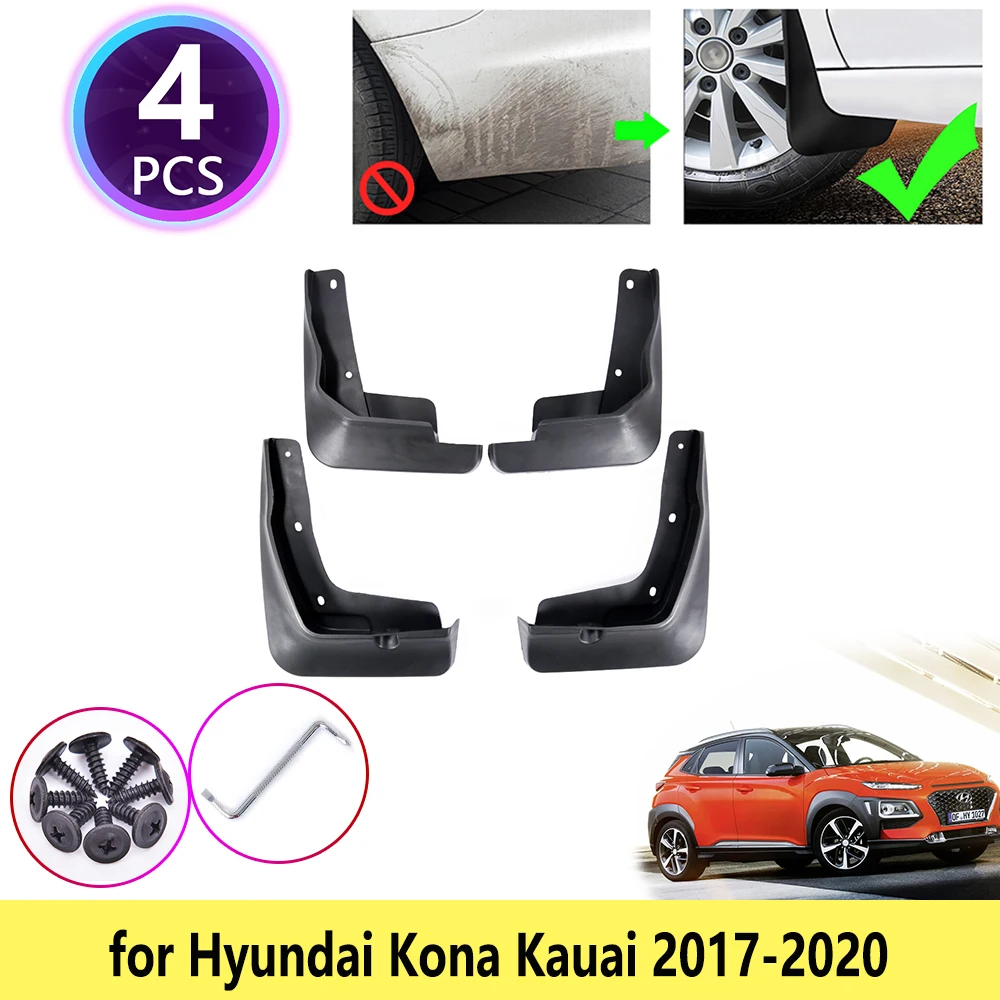 4 шт. для Hyundai Kona Kauai 2017 2018 2019 2020 Брызговики облицовочные колеса автомобильные