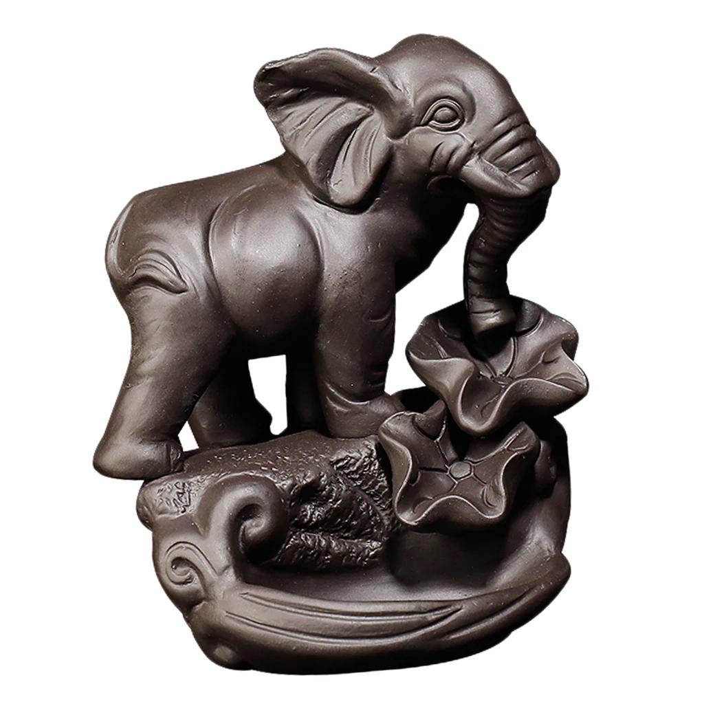Elephant Shaped Backflow Incense Burner Stick Cone Holder Decor