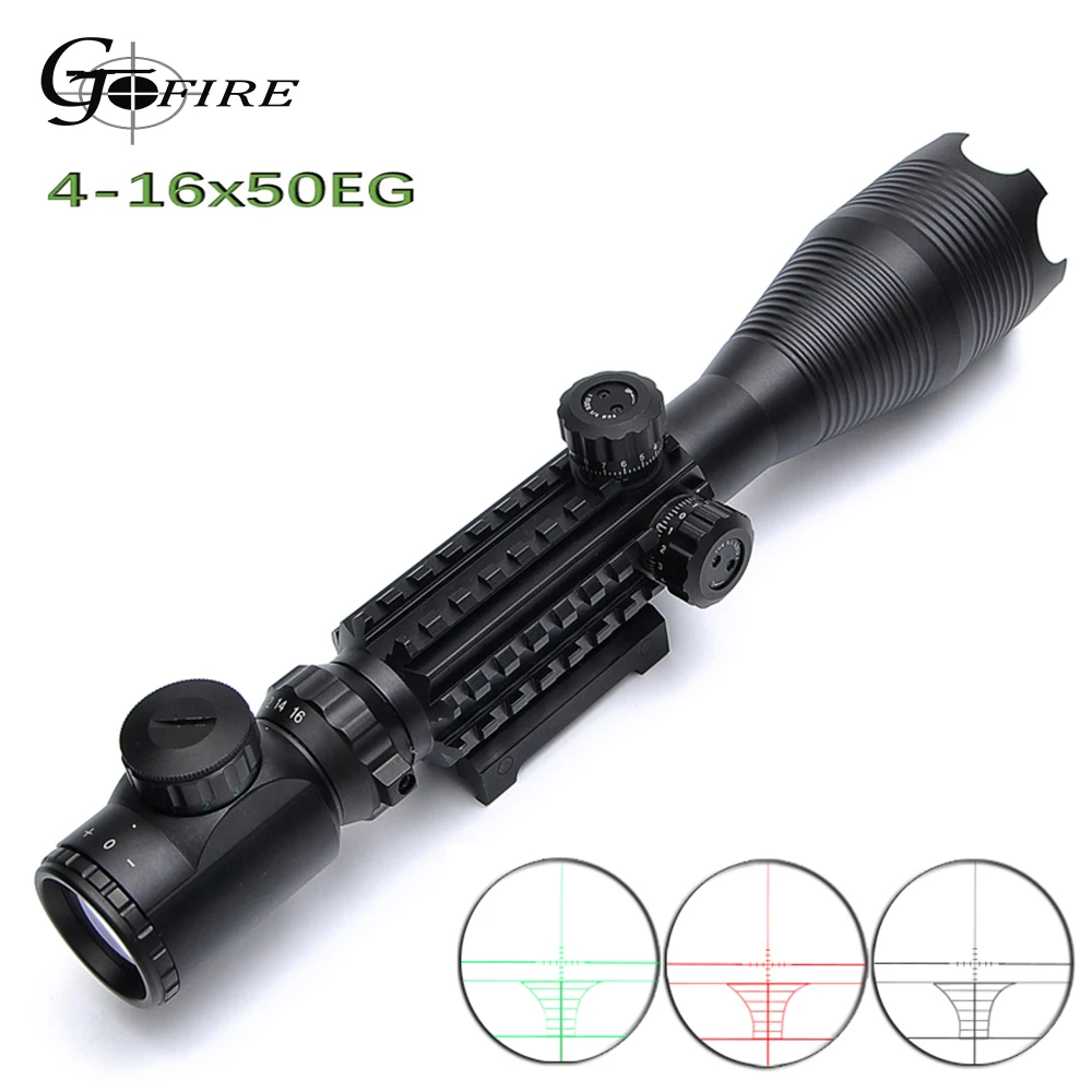 4-16X50 EG Riflescope Hunting Optics Air Rifle Gun Scope for 22mm Rail Mount Red Green lluminated Reticle Sight Side 20mm | Спорт и