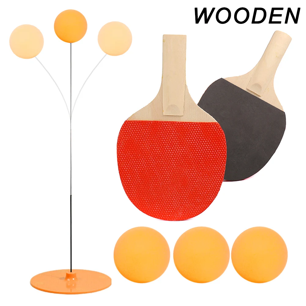 

Elastic Soft Shaft Table Tennis Trainer Elastic Rod Training Ball with Leisure Decompression Sports 2 Paddle & 3 Ball Set