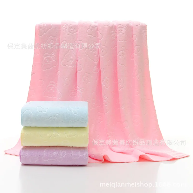 

Bath Towel Fine Fiber Brushed Embossed Newborn Infant Square Bath Towel Children Quilt Soft Water-Absorbing Not Shed