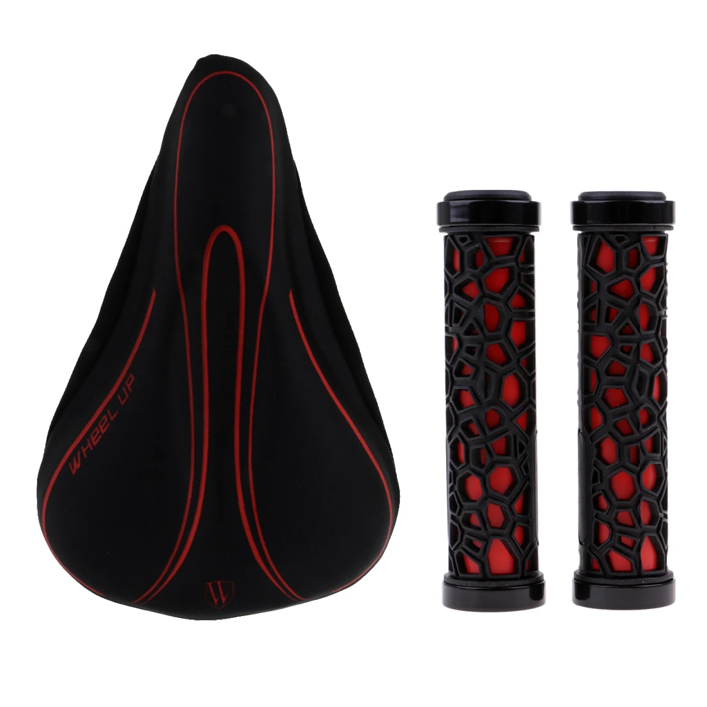 

Anti-Slip Bike Handlebar Lock-on Grips Cover Protector for 22.2mm Handle Bars & One Free Bicycle Seat Saddle Cushion Cover