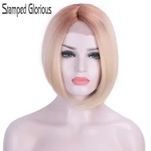 Штампованные славные шелковистые прямые волосы синтетический парик на кружеве Омбре блонд парик косплей парик для женщин Термостойкое волокно