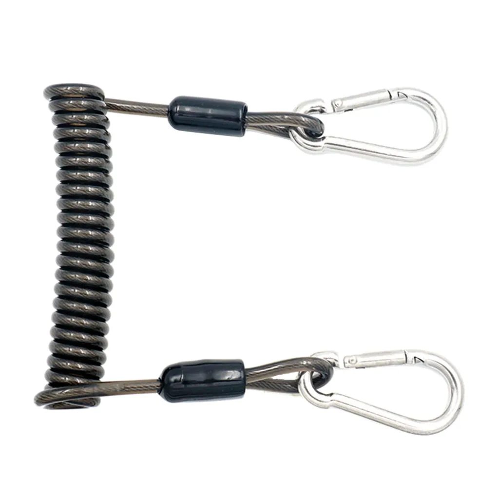 Lanyard & Snap Hook Diving Coiled Cord Flashlight Surfing Bracket Strap