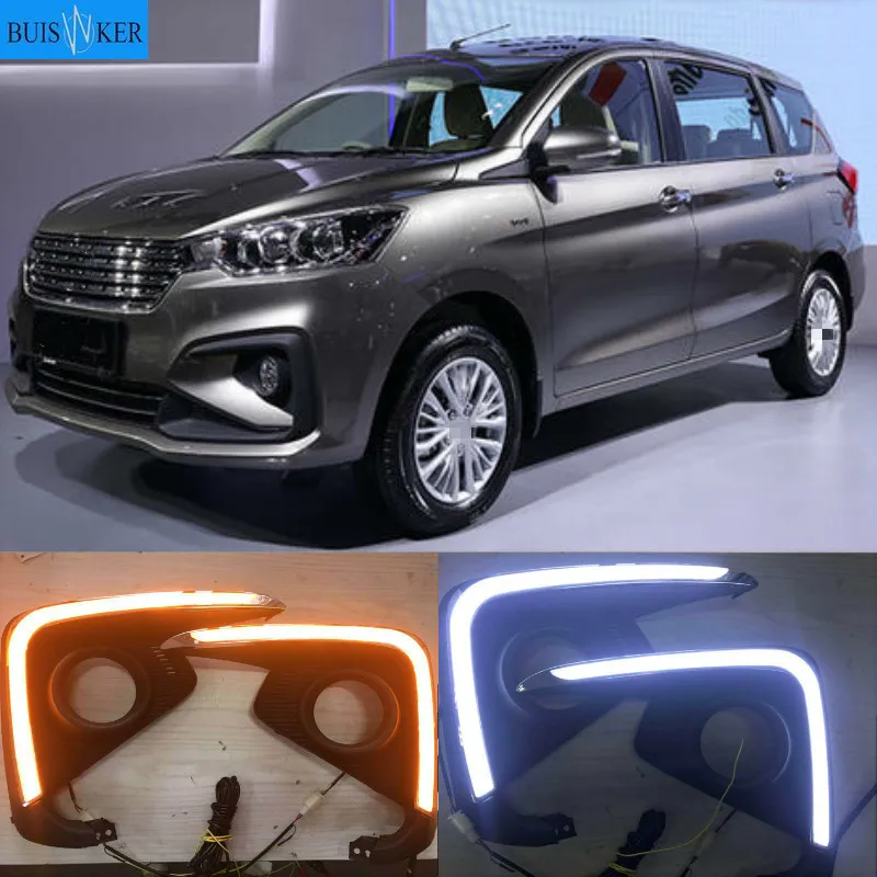 

2 шт. для Suzuki Ertiga 2018 2019 DRL Противотуманные фары крышка фары желтый сигнал поворота Светодиодный дневной светильник