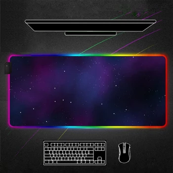 

Starry planet RGB Mouse Pad Black Gamer Accessories Large LED MousePad Gaming Desk Mat PC Desk Play Mat with Backlit mauspad