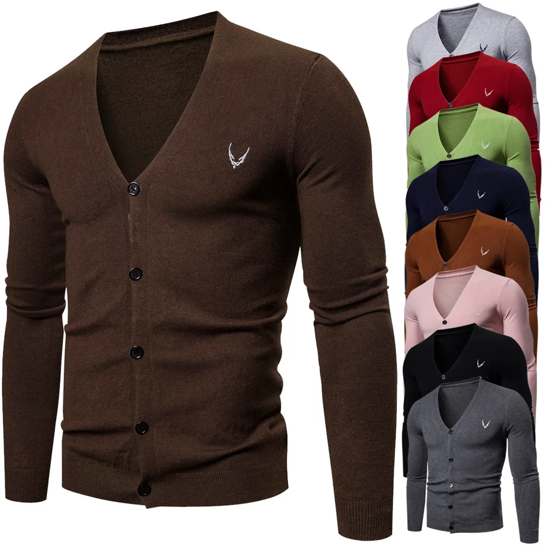 

Ouma Men New Style Knitted Cardigan Four Seasons England V-neck Sweater Men's Ym039