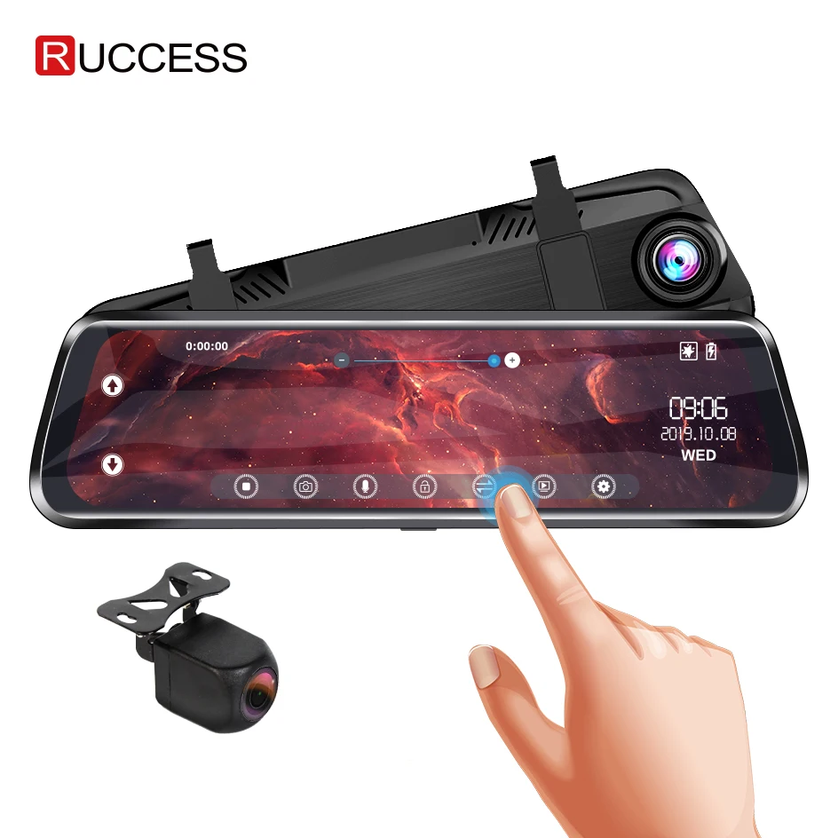 MS2 RUCCESS Зеркало DVR камера заднего вида Full HD 1080P Dash Cam двойной объектив Dashcam gps экран поток медиа 10 ''сенсорный экран 2 камеры - Название цвета: MS2