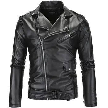 

Bomber Jacket Men Slim Leather Jacket Diagonal zipper Jacket Men Jacket Streetwear Winter Warm jacket Fashion motorcycle jacket