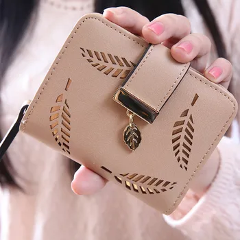 

Purse Wallet Women Leaf Bifold Wallet Leather Clutch Card Holder Purse Handbag Short Leaf Wallet