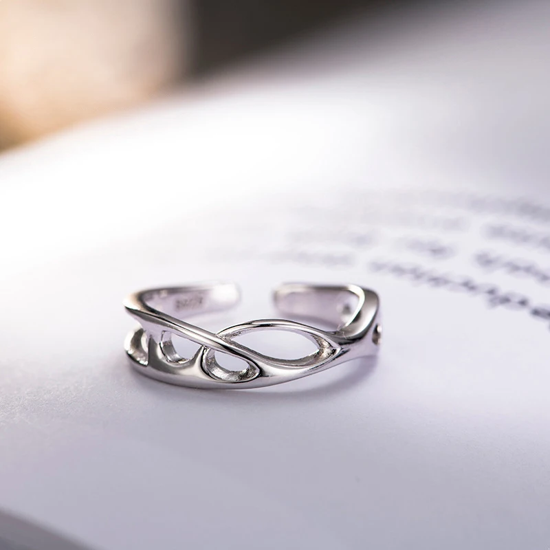 

Trendy Designer Simple Jewelry Openwork Antlers Rings Resizable 925 Sterling Silver Rings for Women Gifts Open Cuff Crown Rings