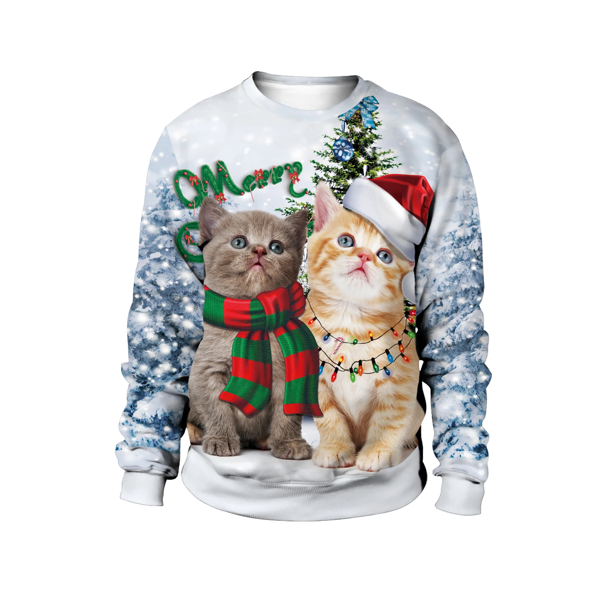 Christmas Kitten Sweater Cute Pets Red Animal Pullover