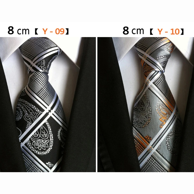 Paisley Plaid 8cm Tie Red Black Silk Jacqurd Weave Neckties For Men Business Wedding Cravat Accessories Ties Gifts