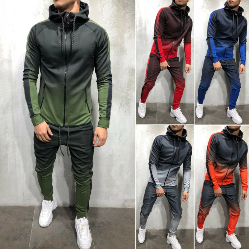 Men/'s jogger Tracksuit hoodie Coat Jacket Trousers Pants Sports Sweat Suit Set