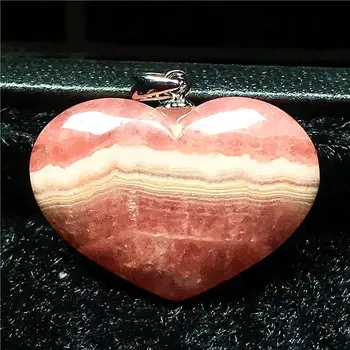 

Real Natural Red Rhodochrosite Pendant Jewelry For Woman Lady Man Love Crystal 26x6mm Beads Argentina Heart Carved Stone AAAAA