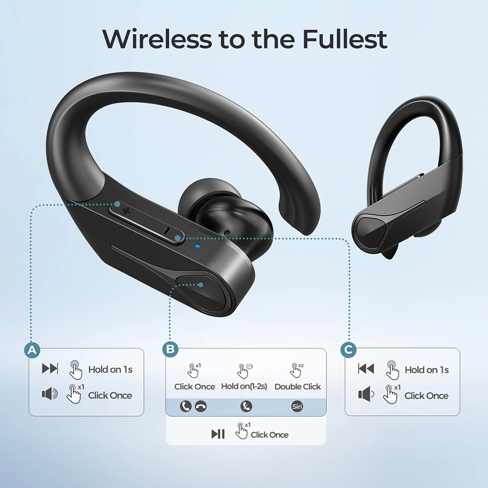 Mpow-fones de Ouvido Solo sem Fio Fone de Ouvido Esportivo com Bluetooth Gancho para Microfone Tempo de Reprodução de 28 Ipx7 à Prova D'água para Corrida Flame Horas - Image 3